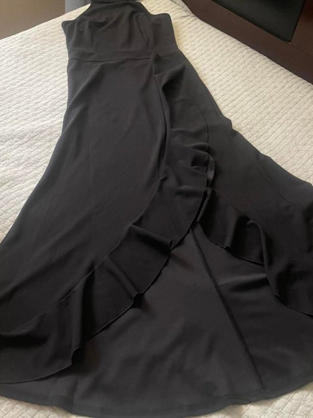 WOOSEA Black Maxi Dress with Ruffle Detail Size Large